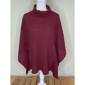YELLOW CHAIR Turtleneck Ribbed Poncho Sweater M